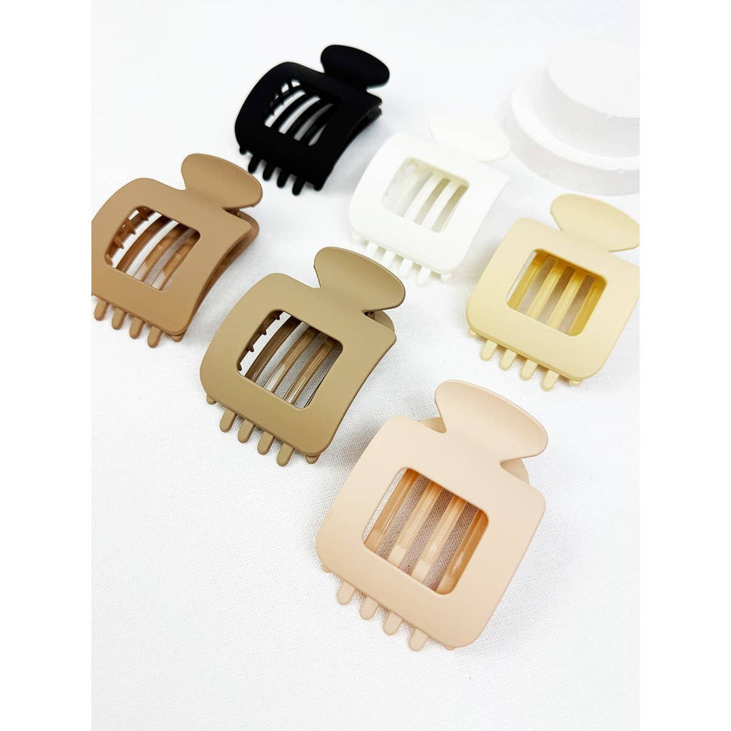 Matte Square Shape Flat Hair Claw Clips