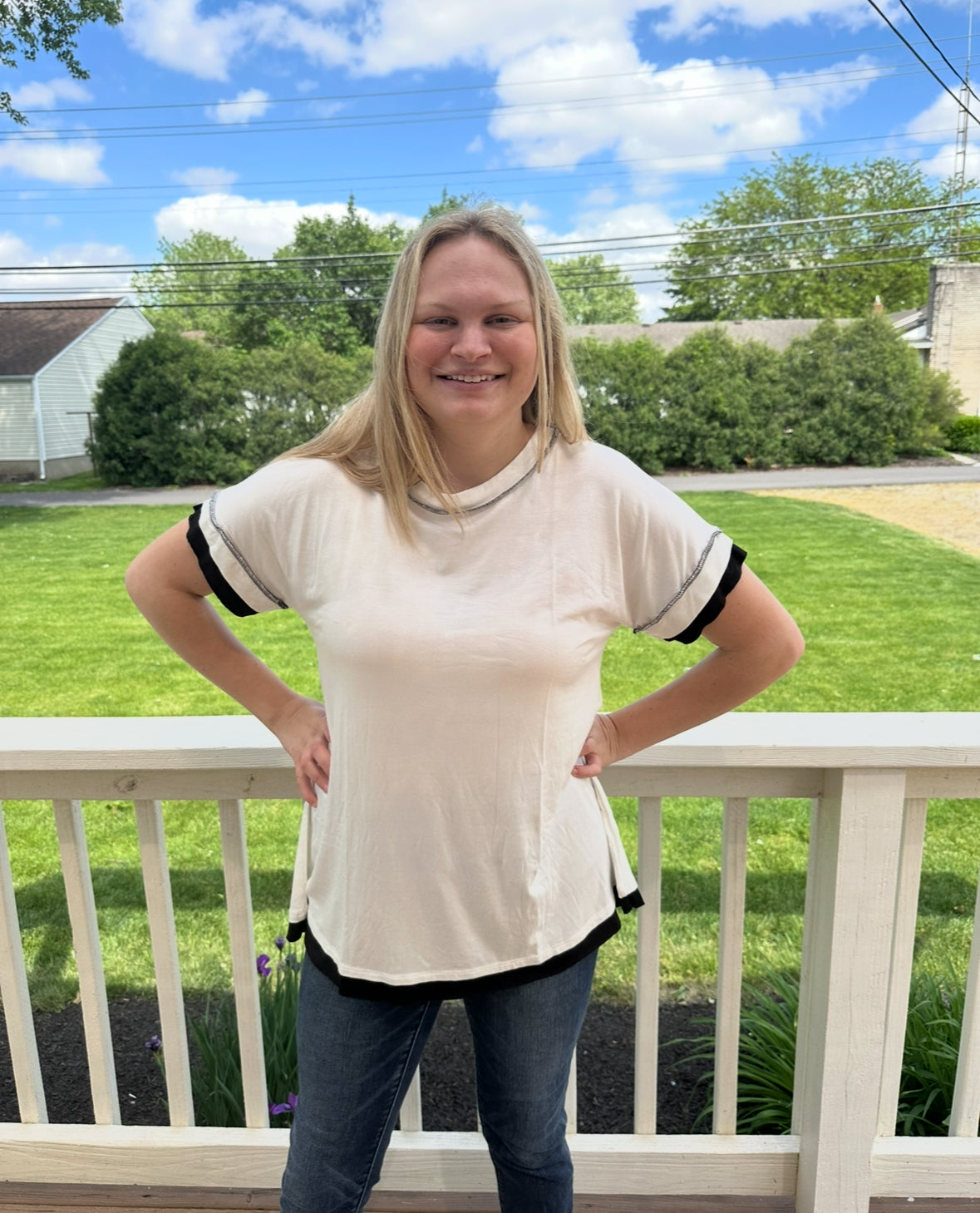 170 White with Black Detail Top