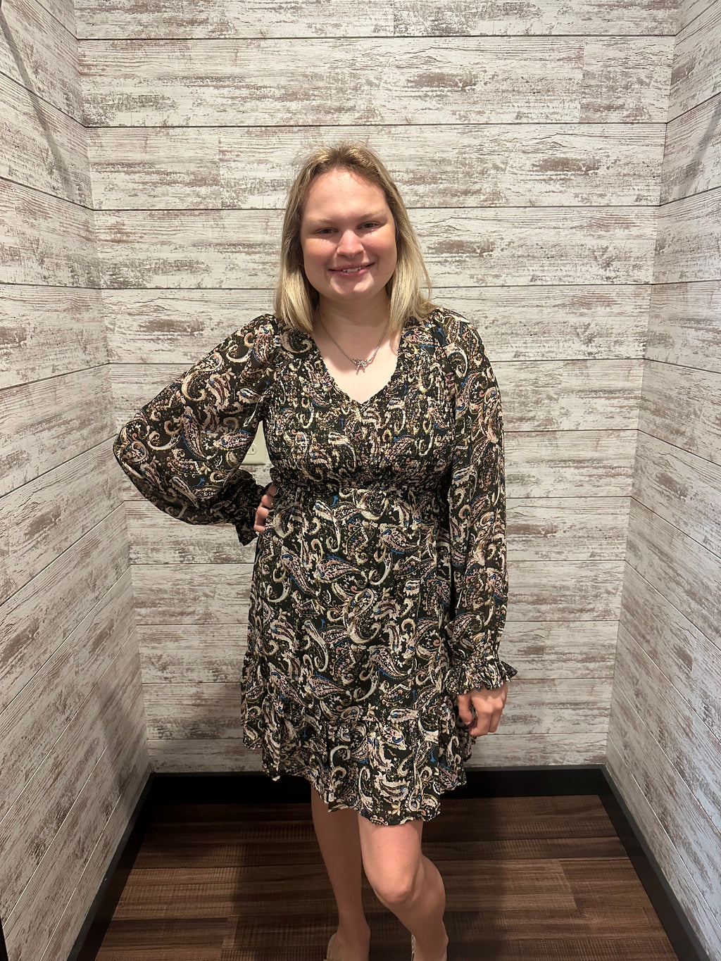 Multi Print Black Dress