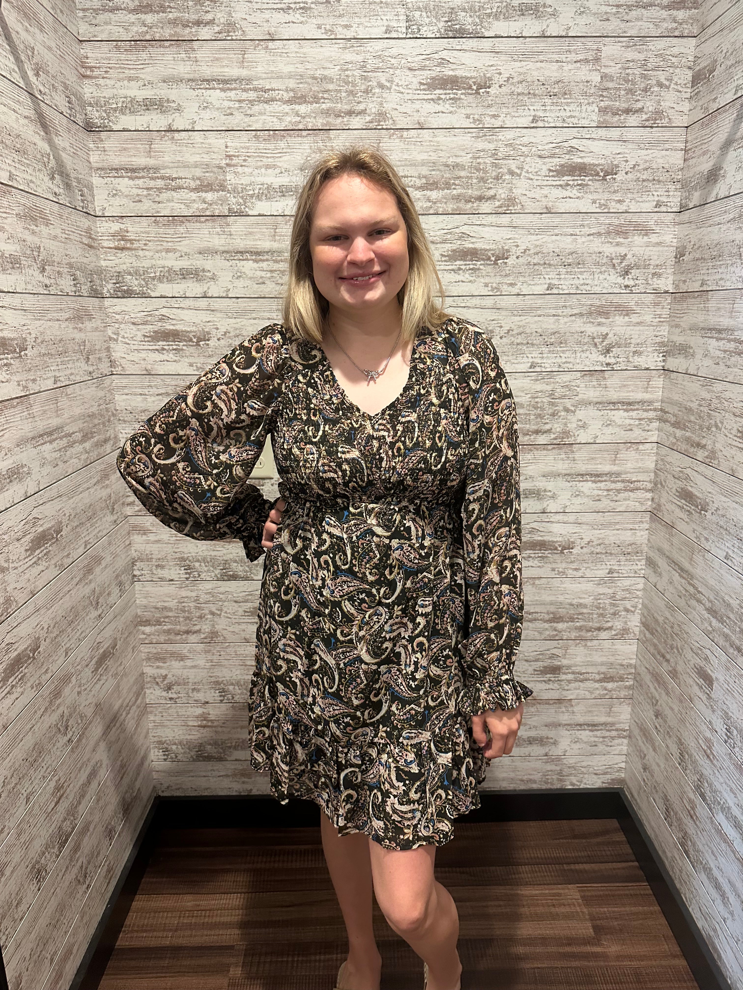 Multi Print Black Dress