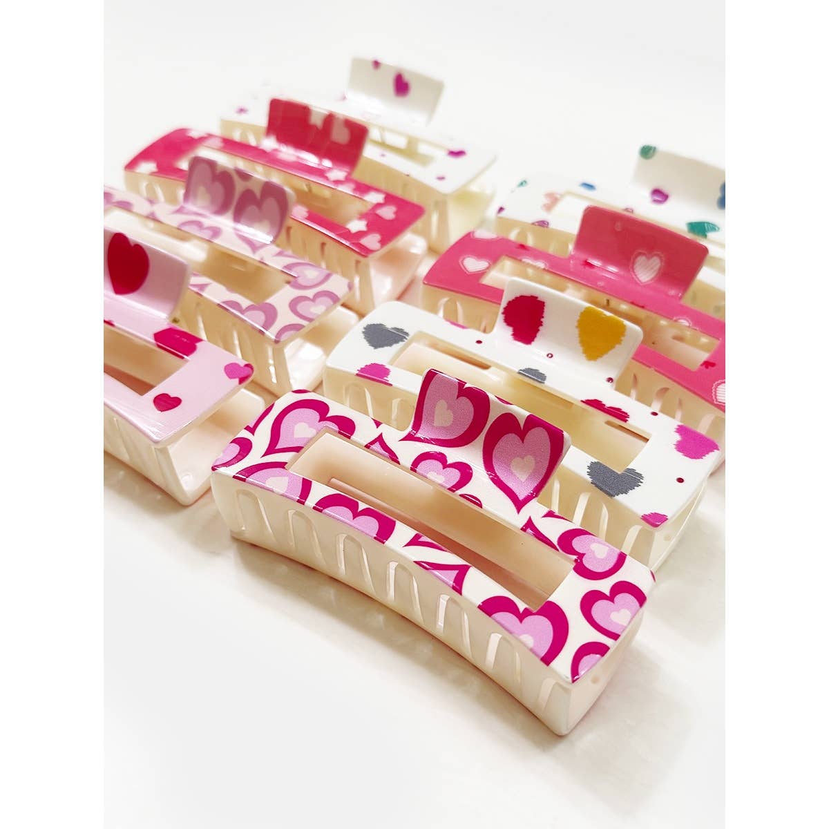 Valentines Theme Heart Printed Hair Claw Clips