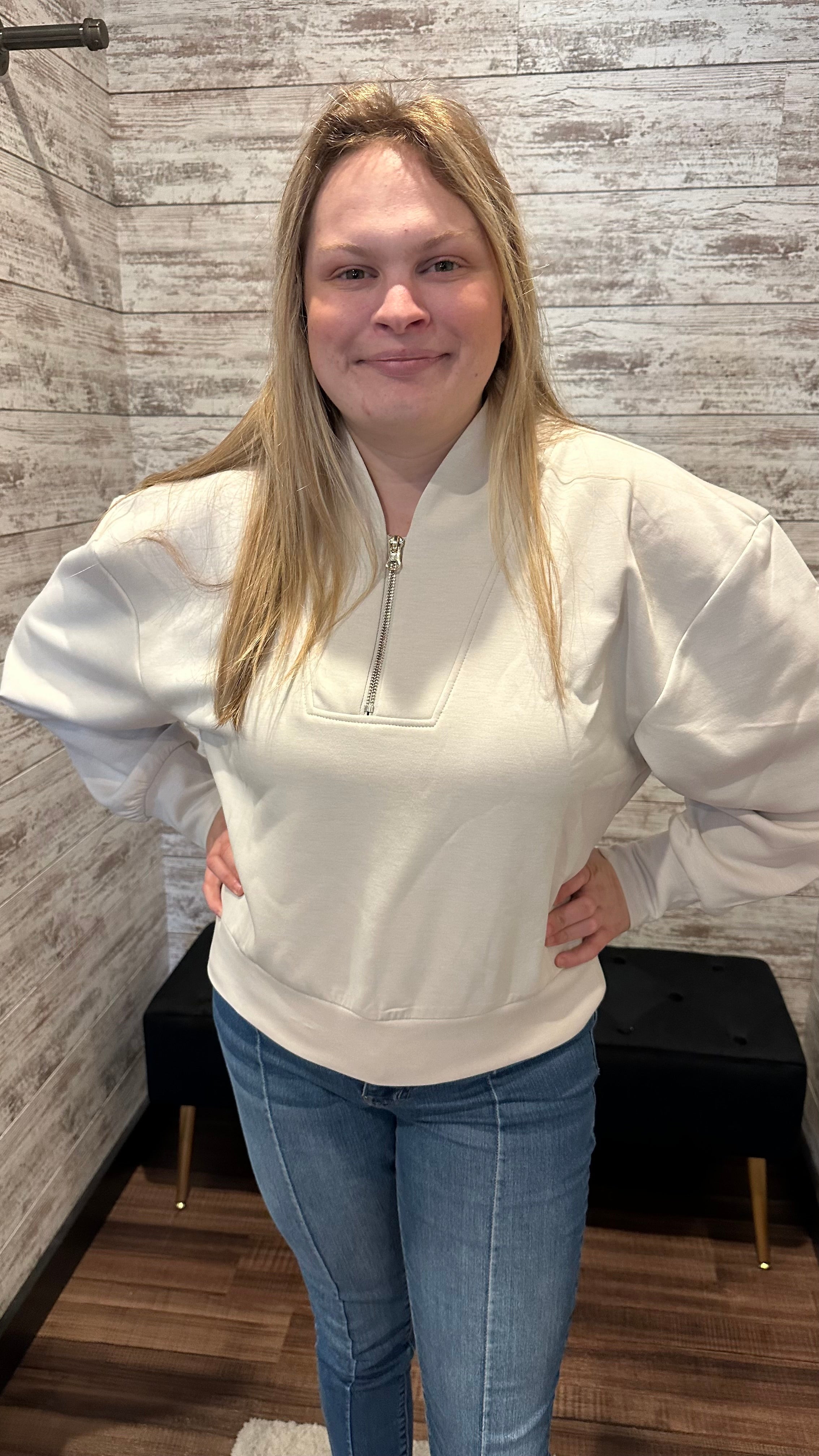 Sand Beige Fleece Half Zips