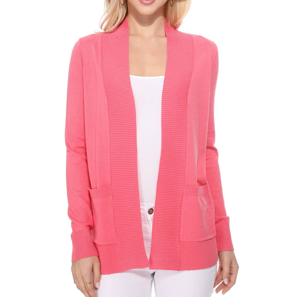 Long Sleeve Open Front Knit Shrug w/ Pocket Cardigan