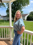 Blue Gray Button Top