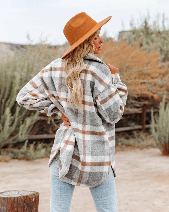Women's Plaid Button Flannel Shacket