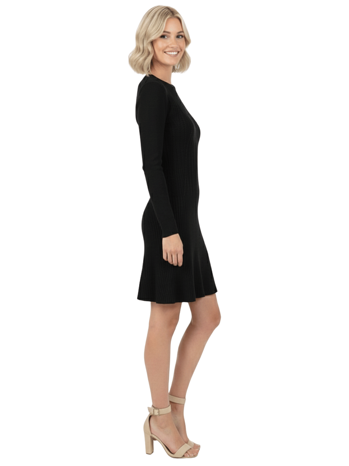 Sexy Cable and Ribbed Knit Stretch Sweater Dress