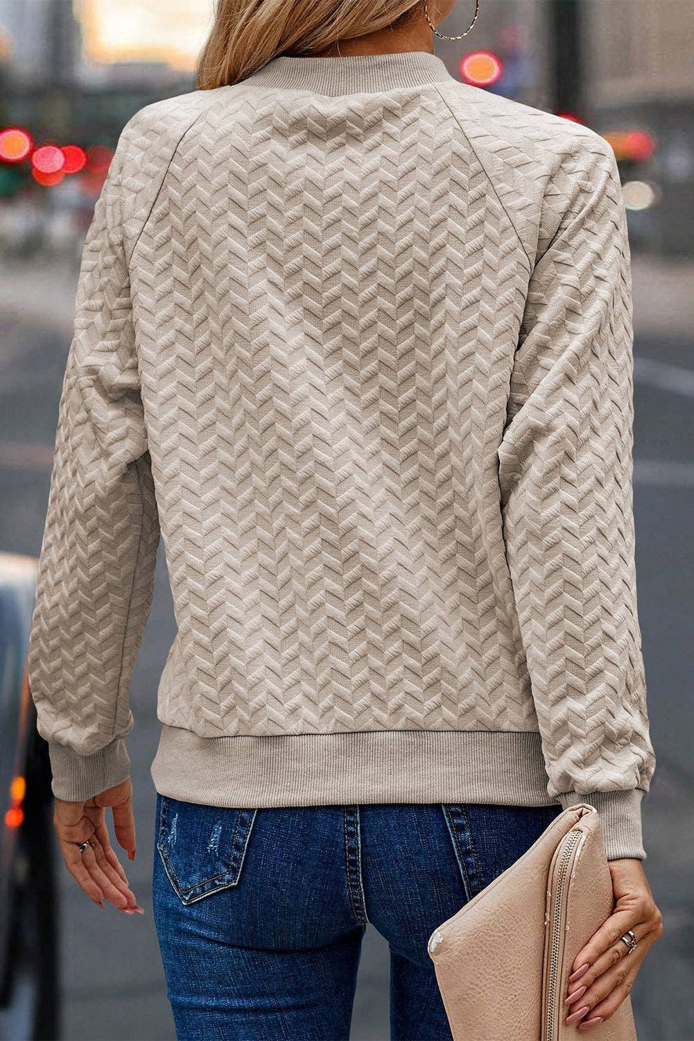 Textured Pullover Sweatshirt Sweater