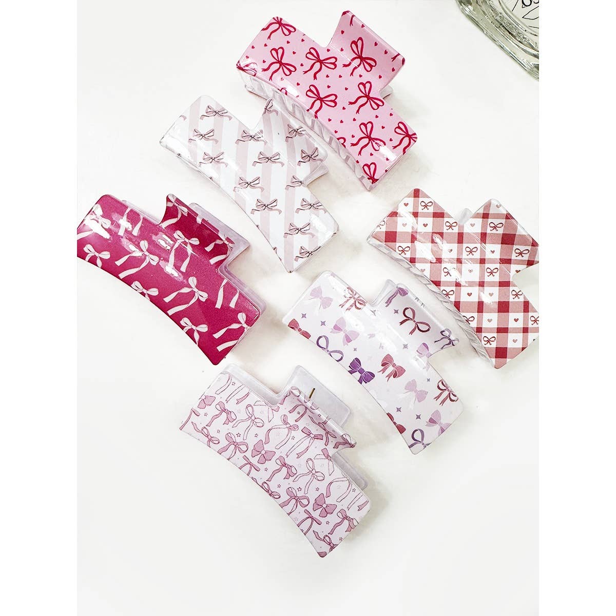 Bow Theme Printed Hair Claw Clips