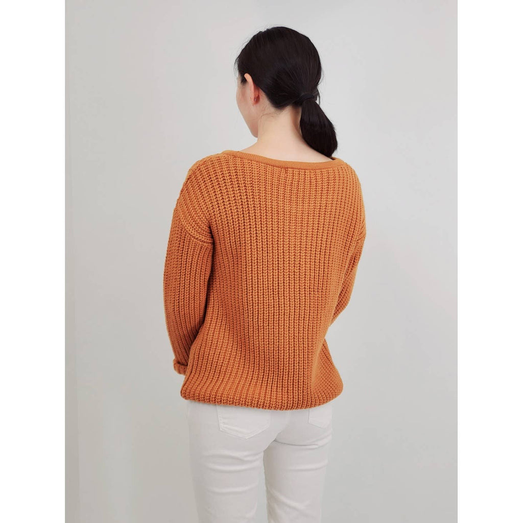 Leaf Crochet Detailed Rolled Up Sleeve Sweater