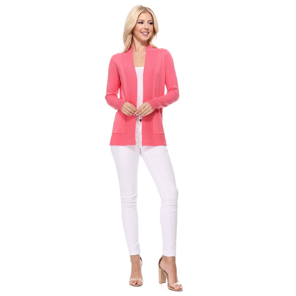 Long Sleeve Open Front Knit Shrug w/ Pocket Cardigan