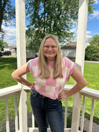 129- Checkered Pink Sweater