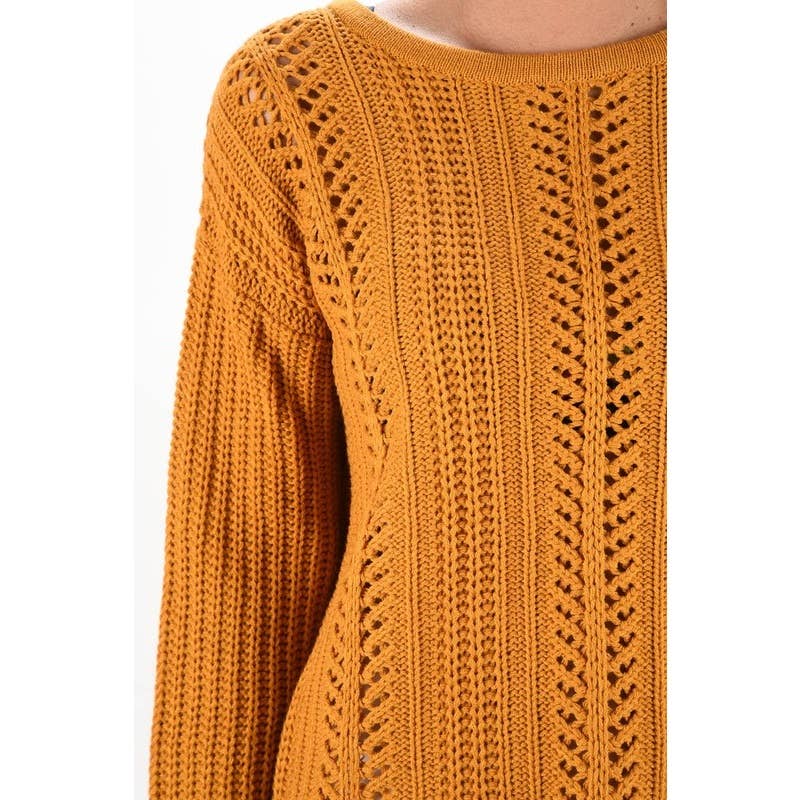 Leaf Crochet Detailed Rolled Up Sleeve Sweater
