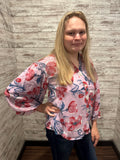 Lilac Floral Button Up Blouse