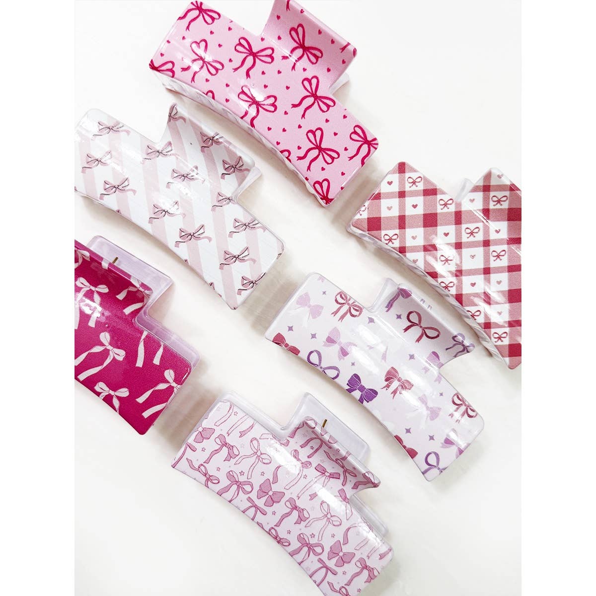 Bow Theme Printed Hair Claw Clips