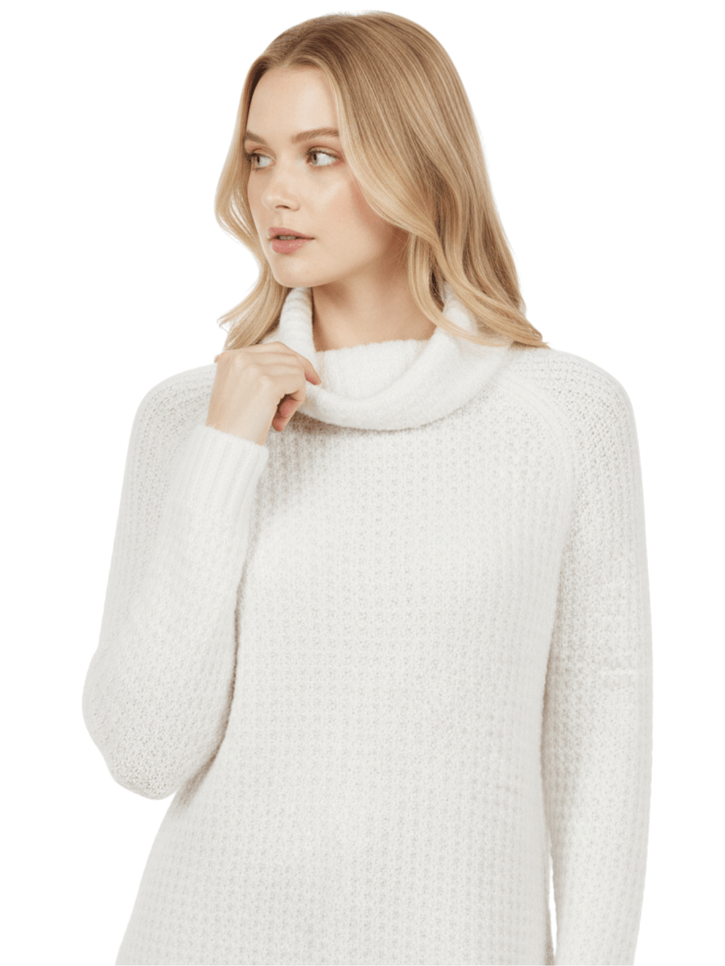 Cowl Neck Oversized Pop-Corn Knit Tunic Sweater