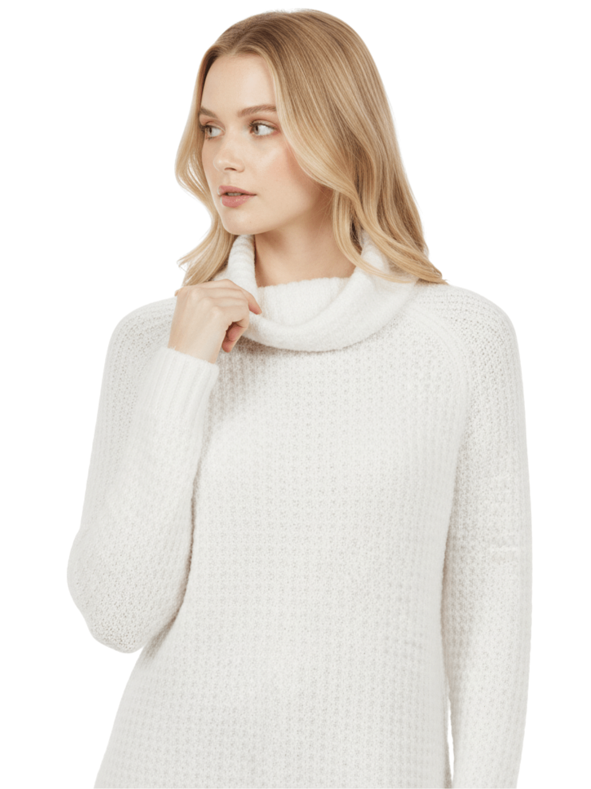 Cowl Neck Oversized Pop-Corn Knit Tunic Sweater