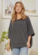 Curly Ribbed Knit Top