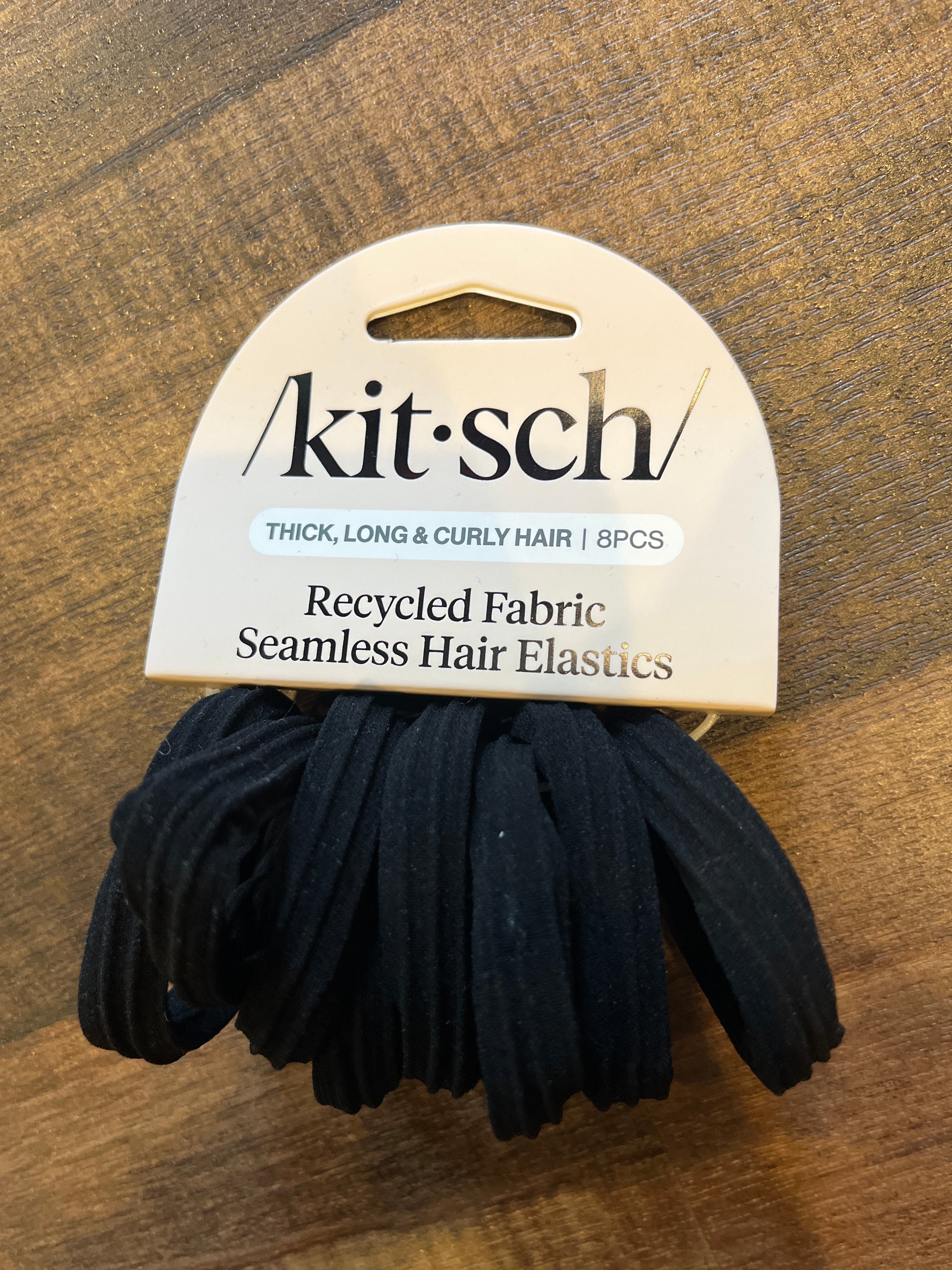 Recycled Seamless Hair Elastics 8pc Set- Black