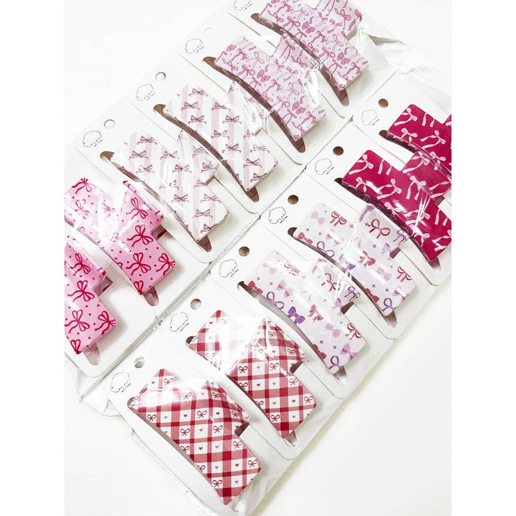 Bow Theme Printed Hair Claw Clips