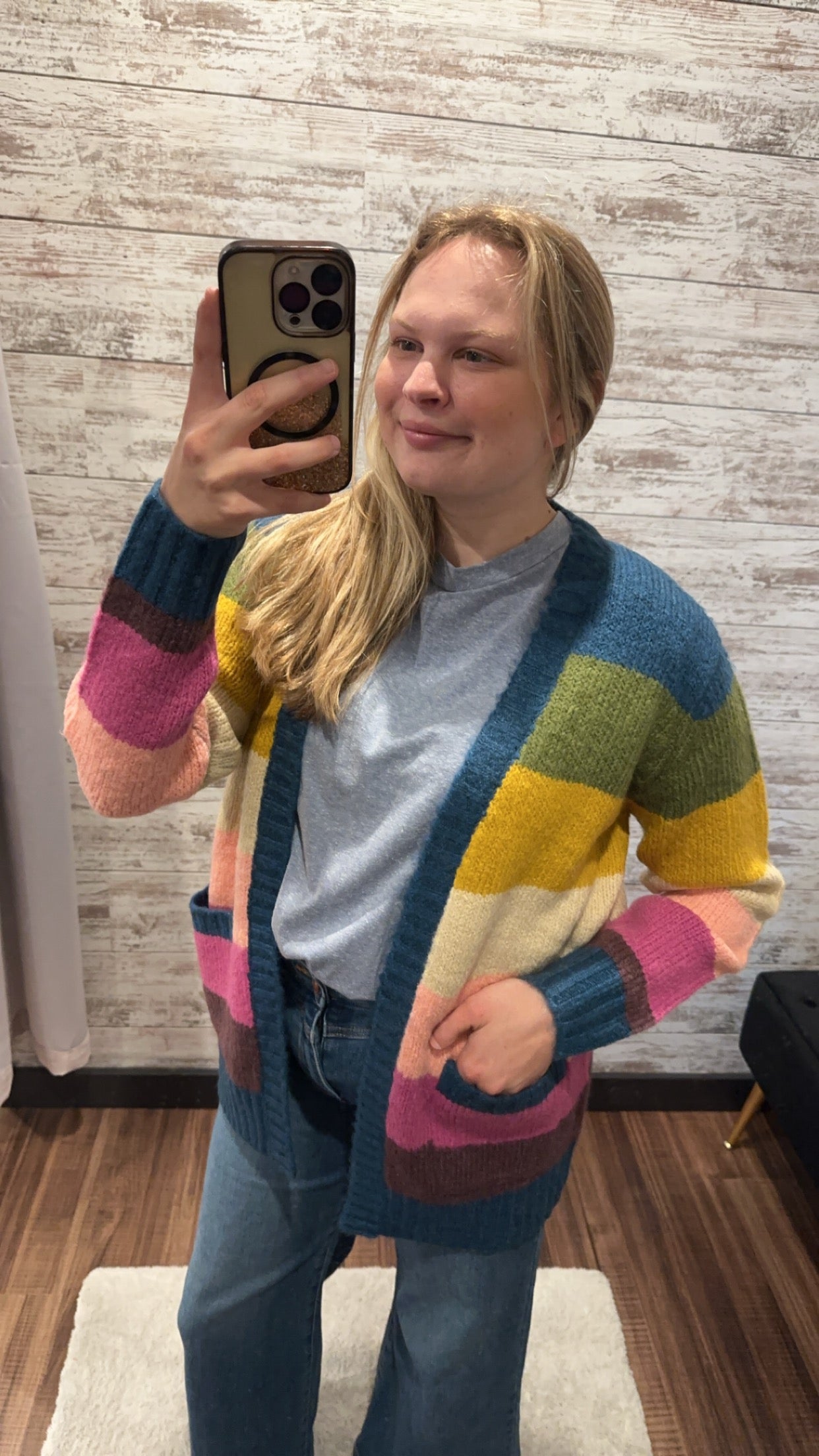 Multi Color Blocked Cardigan