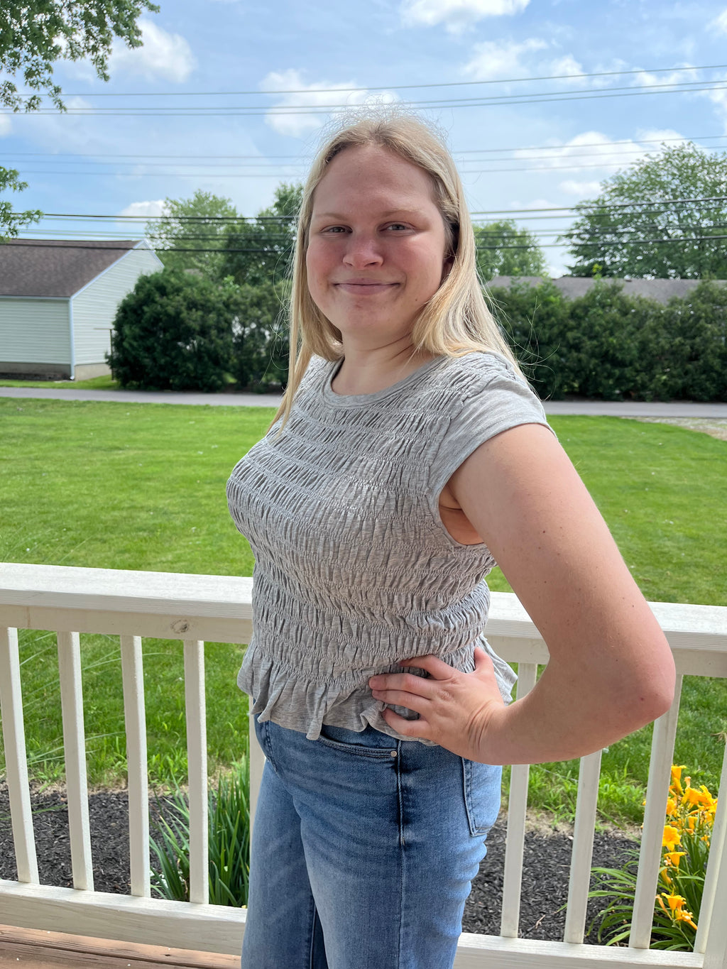 133-Gray Stretch Top