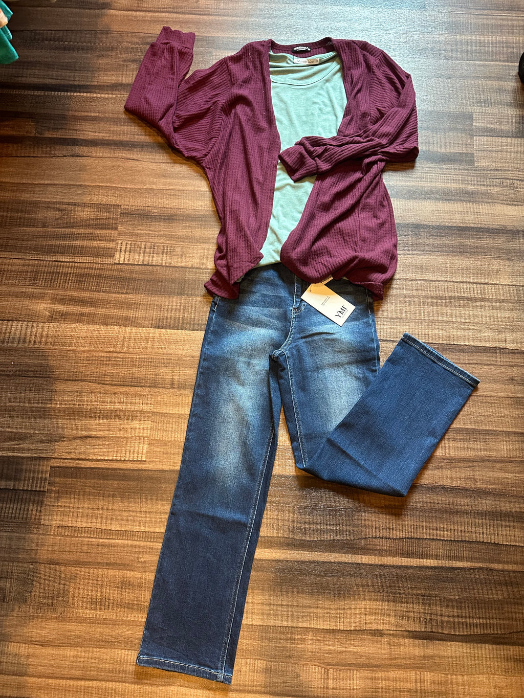 Maroon Waffle Cardigan