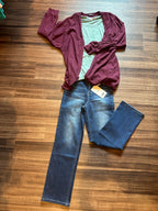 Maroon Waffle Cardigan