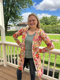 Floral Long Open Cardigan