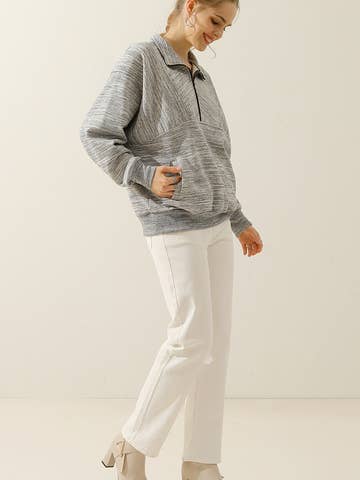 Zip neck Casual Long Sleeve Top