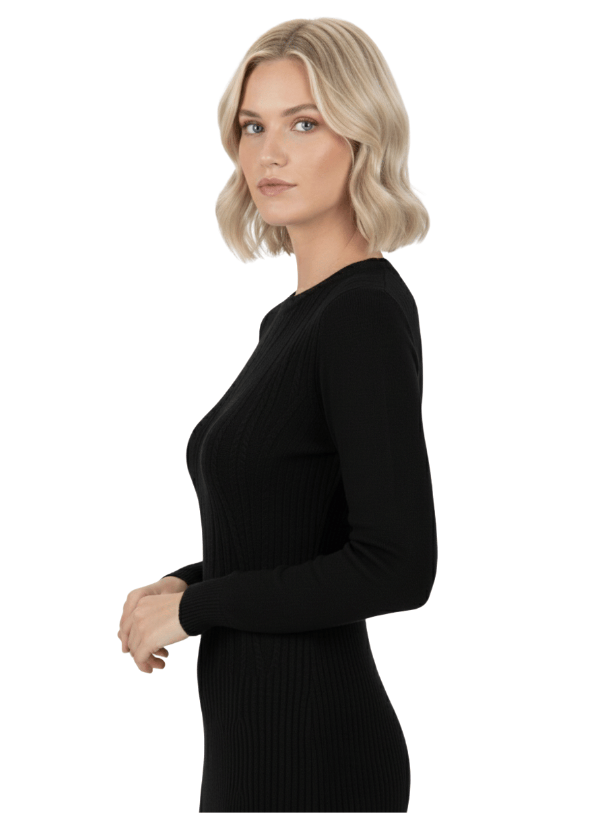 Sexy Cable and Ribbed Knit Stretch Sweater Dress