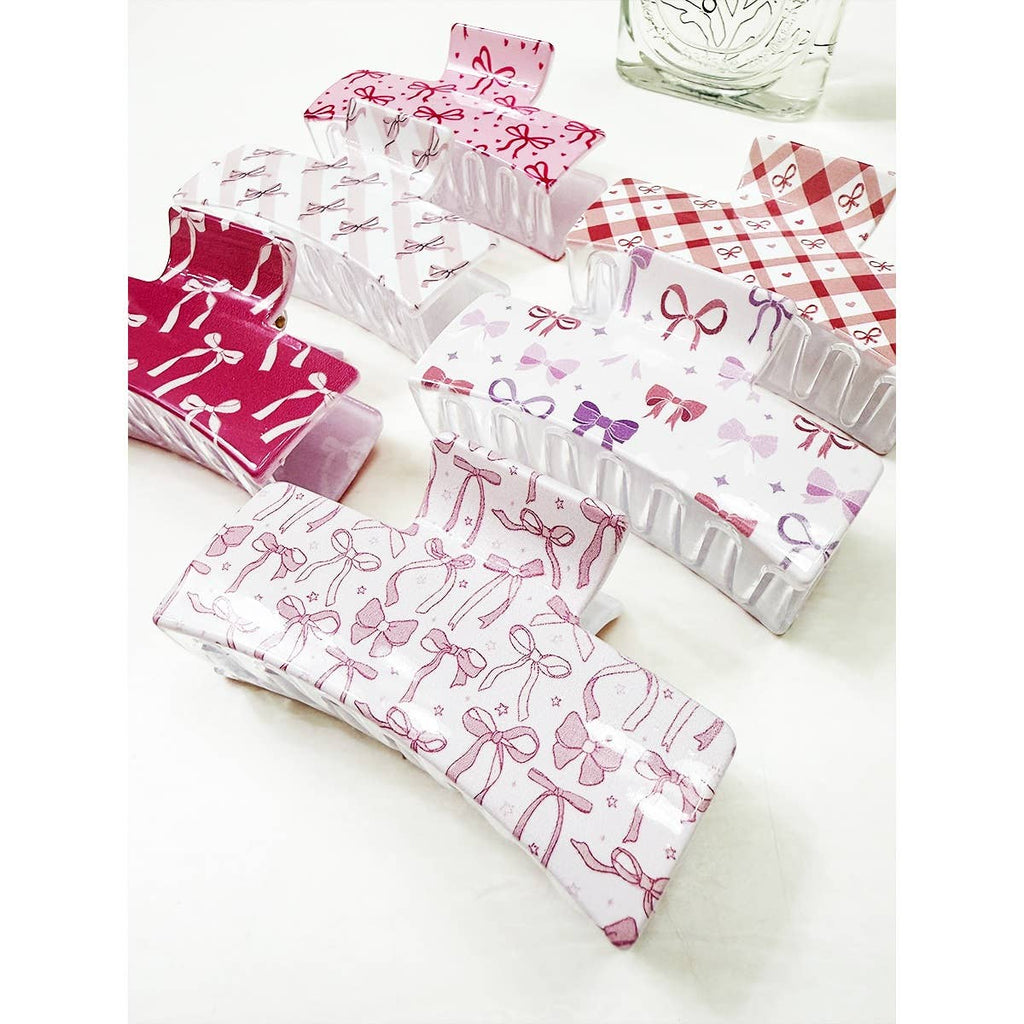 Bow Theme Printed Hair Claw Clips