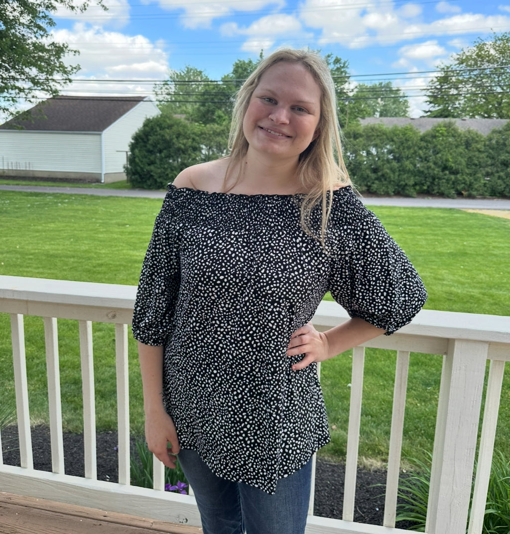 166/167 Off Shoulder Poke-A-Dot Blouse