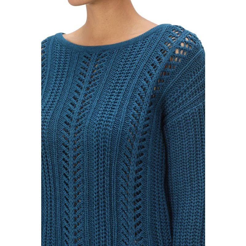 Leaf Crochet Detailed Rolled Up Sleeve Sweater
