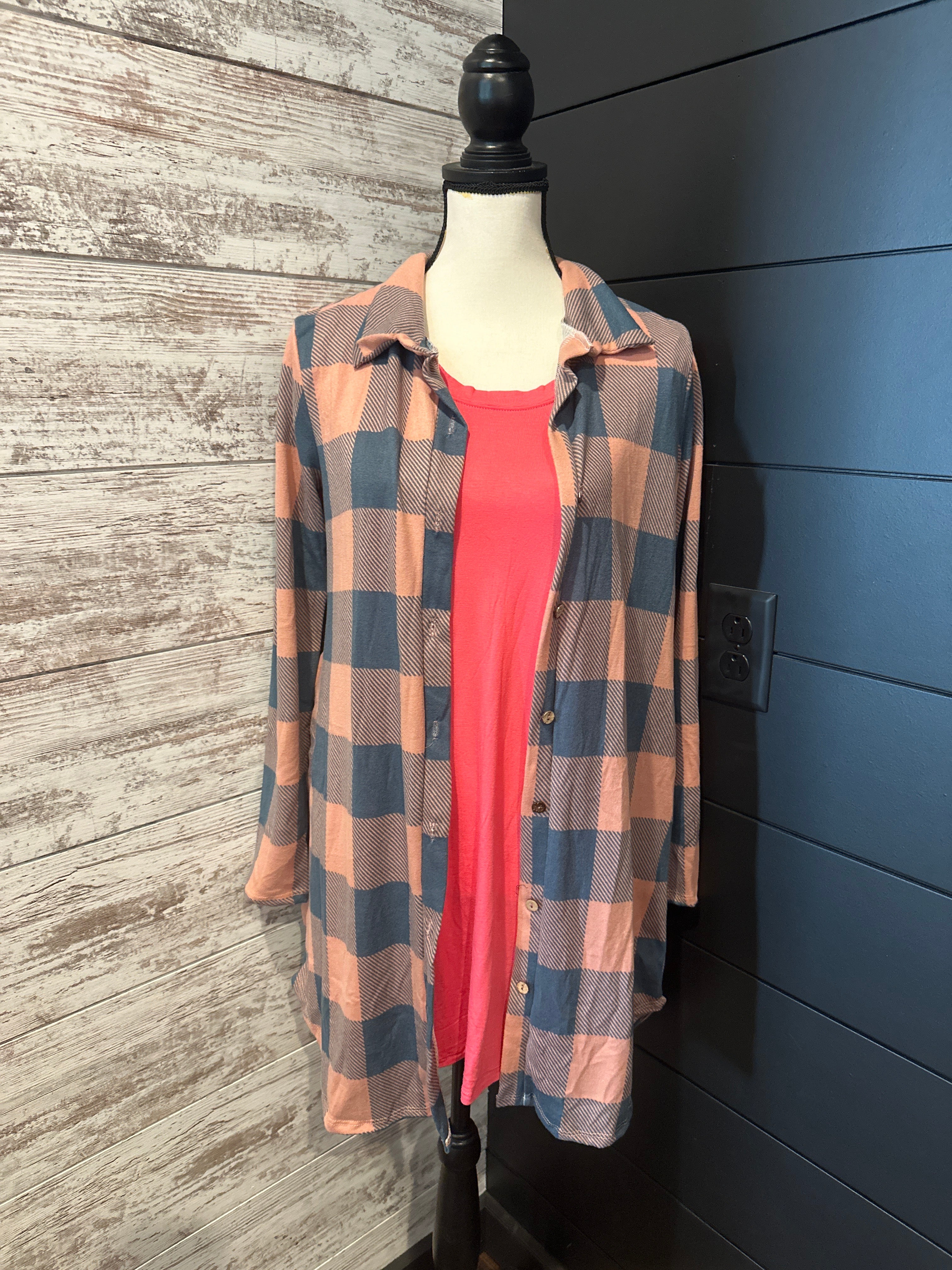 Pink/Blue Long Flannel