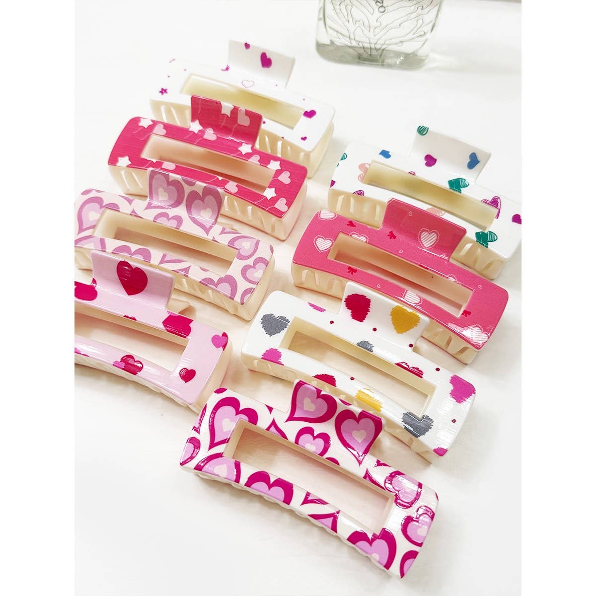 Valentines Theme Heart Printed Hair Claw Clips