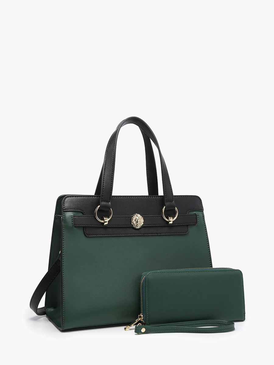 PP2048 Lexie Two-Tone Lion Satchel w/ Wallet