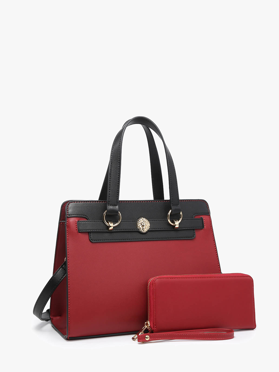 PP2048 Lexie Two-Tone Lion Satchel w/ Wallet