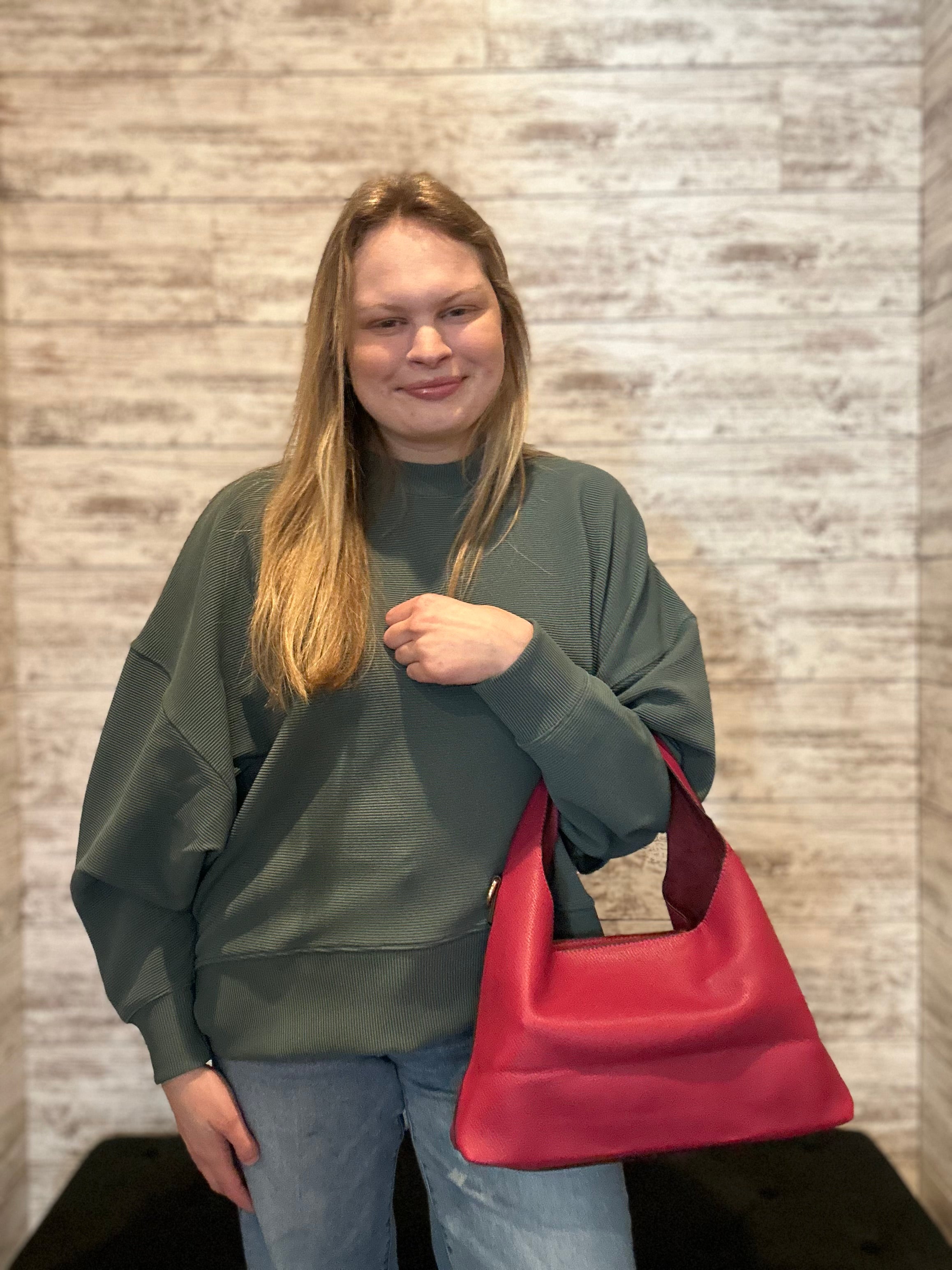 Ribbed Balloon Sleeve Pullover
