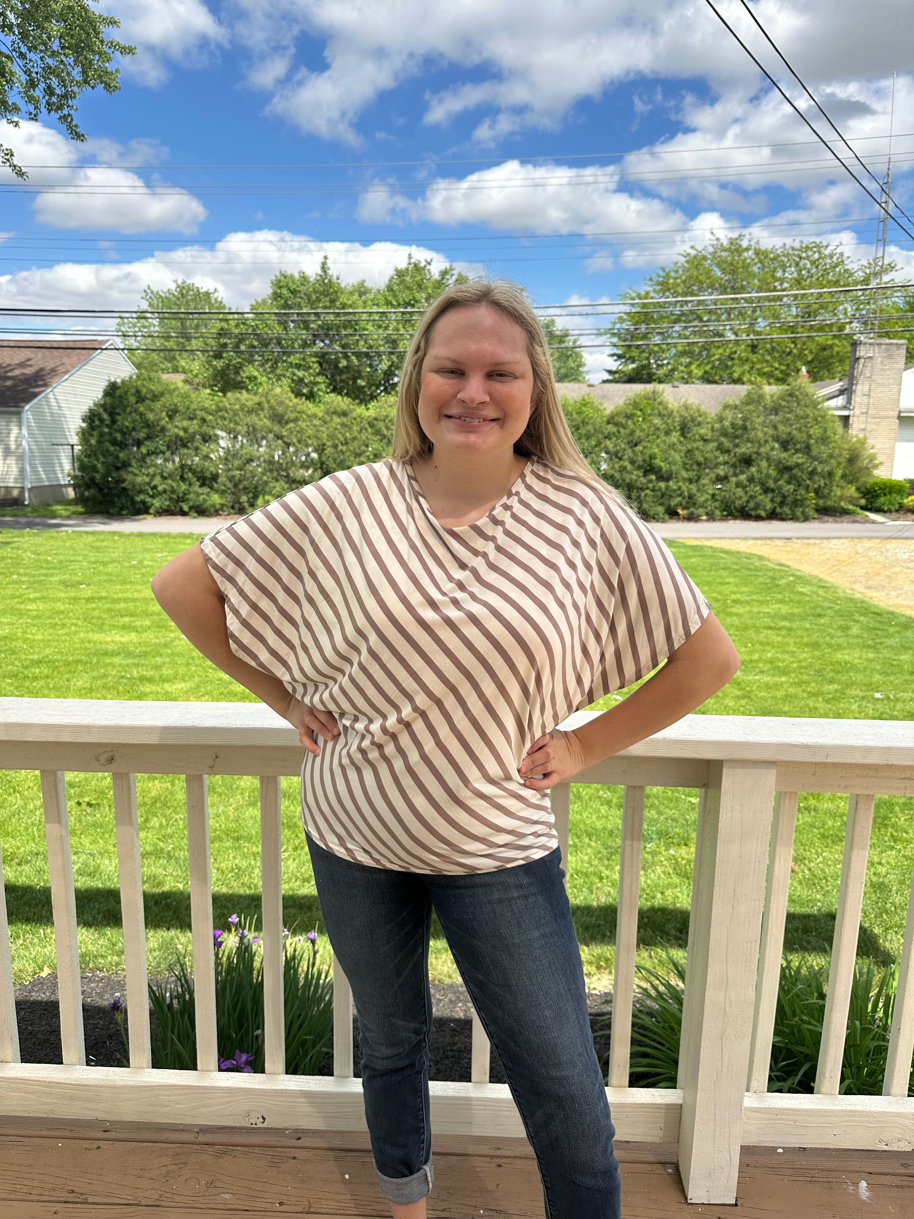 124- Tan Stripped Top