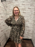 Multi Print Black Dress