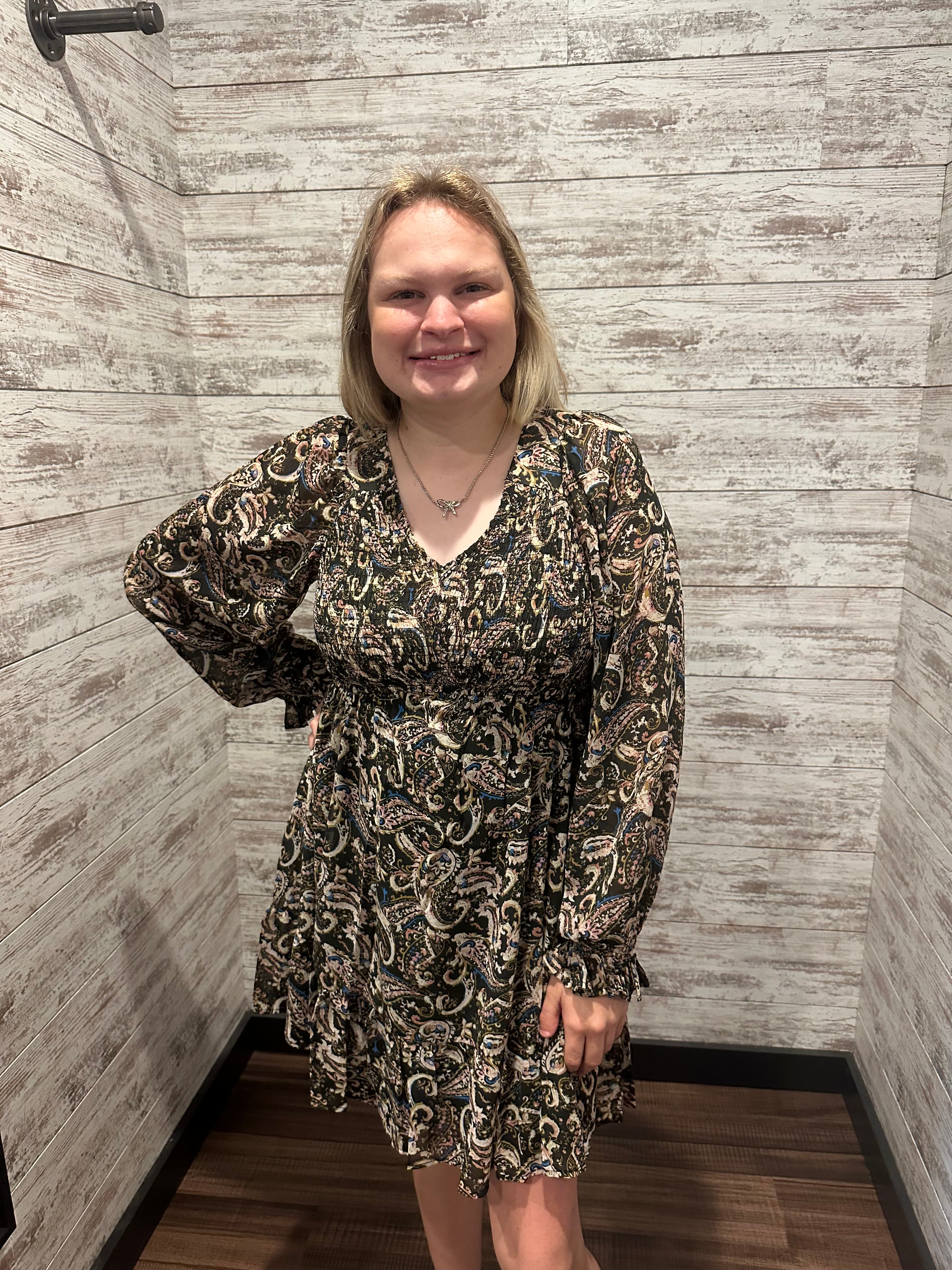 Multi Print Black Dress