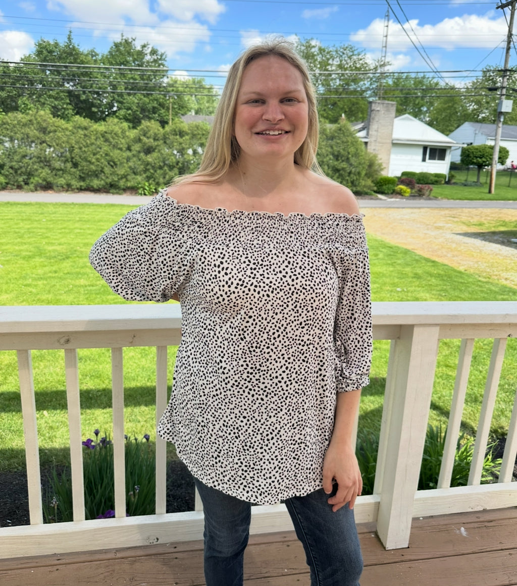 166/167 Off Shoulder Poke-A-Dot Blouse