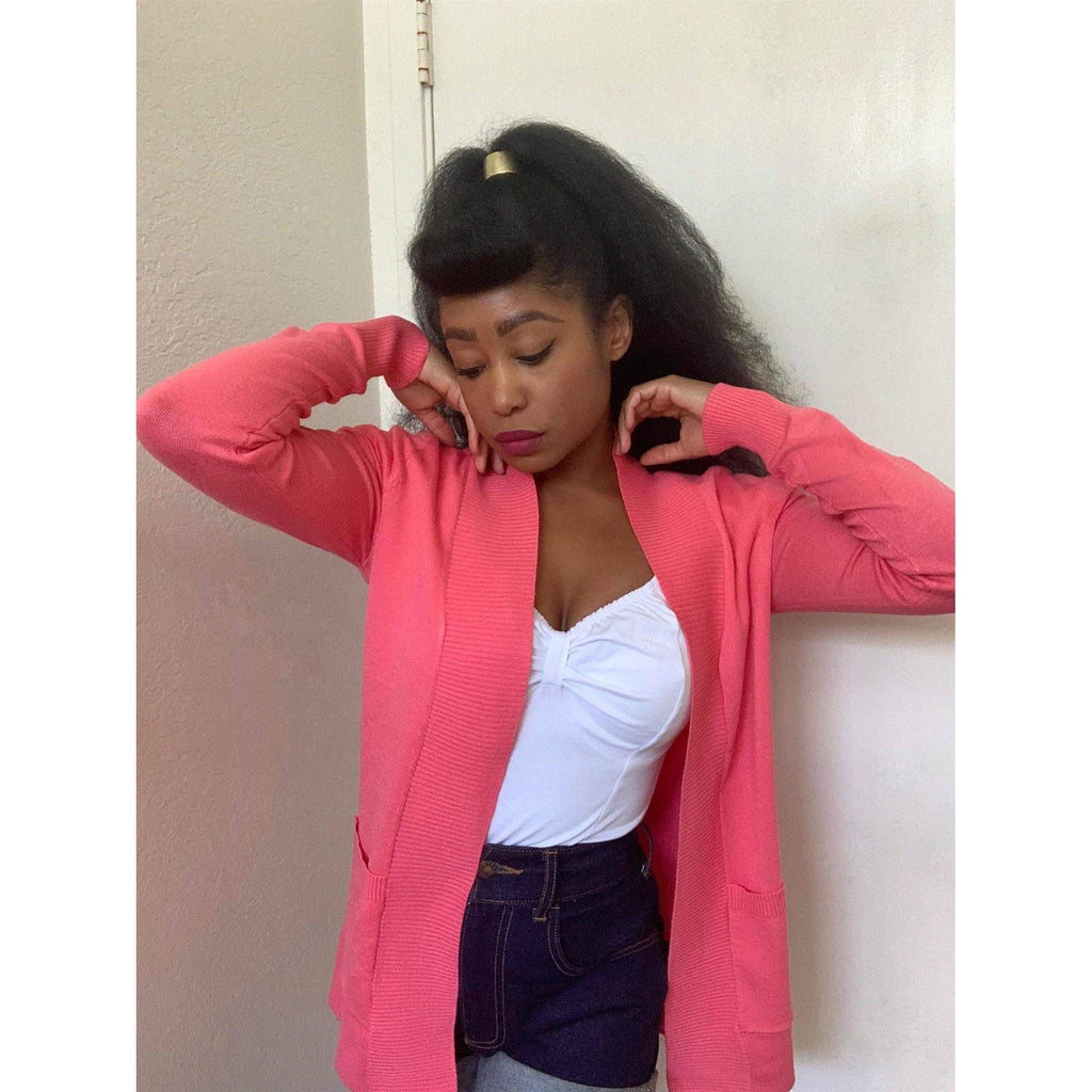 Long Sleeve Open Front Knit Shrug w/ Pocket Cardigan
