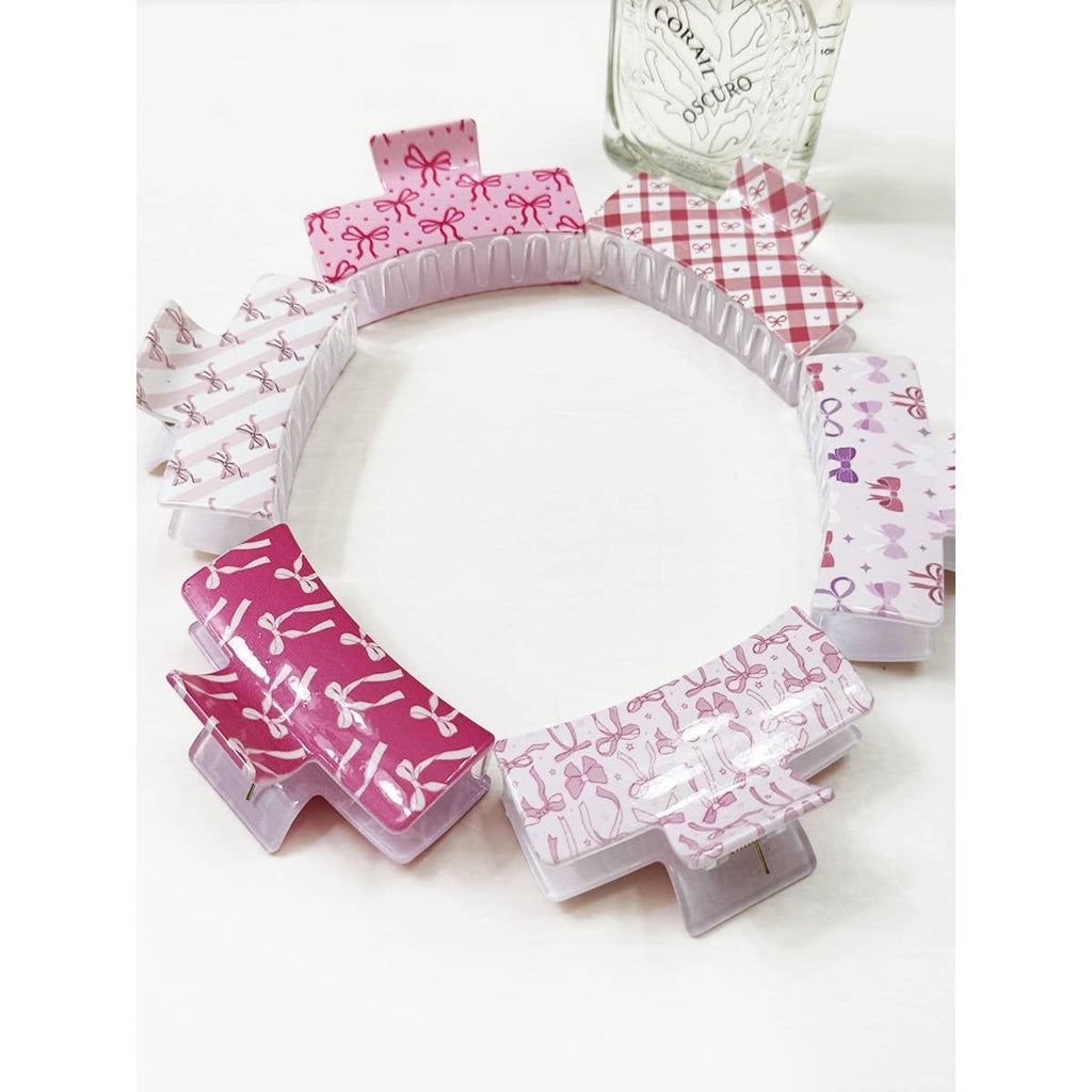 Bow Theme Printed Hair Claw Clips