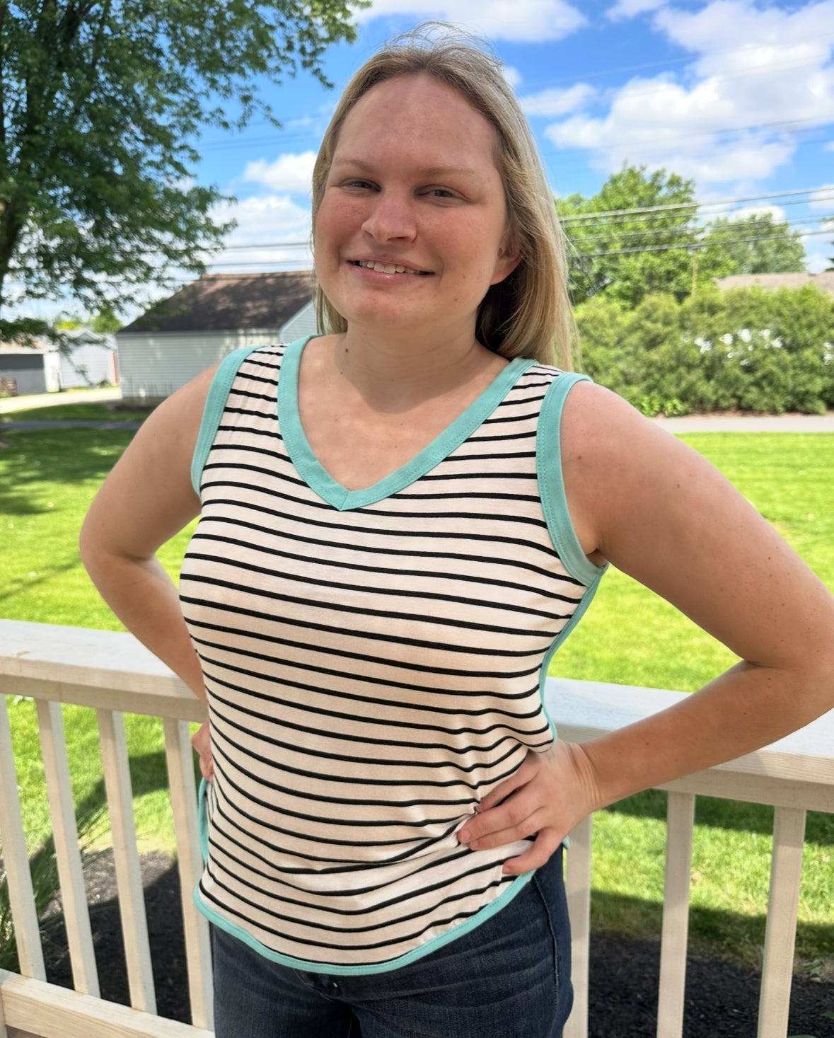 Teal/Black Striped Tank