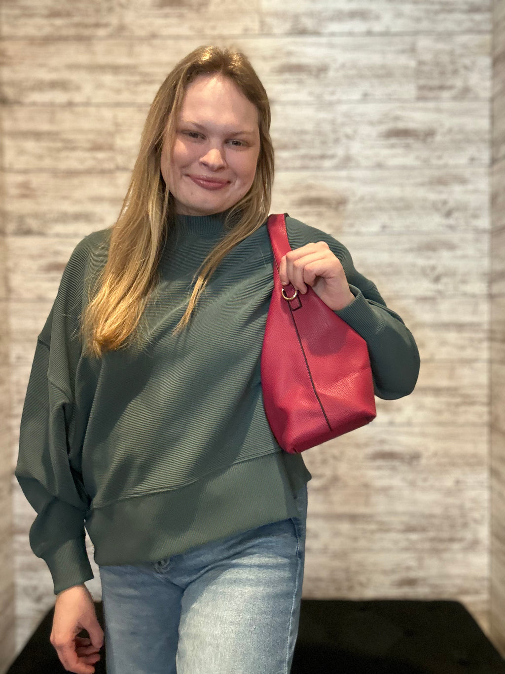 Ribbed Balloon Sleeve Pullover