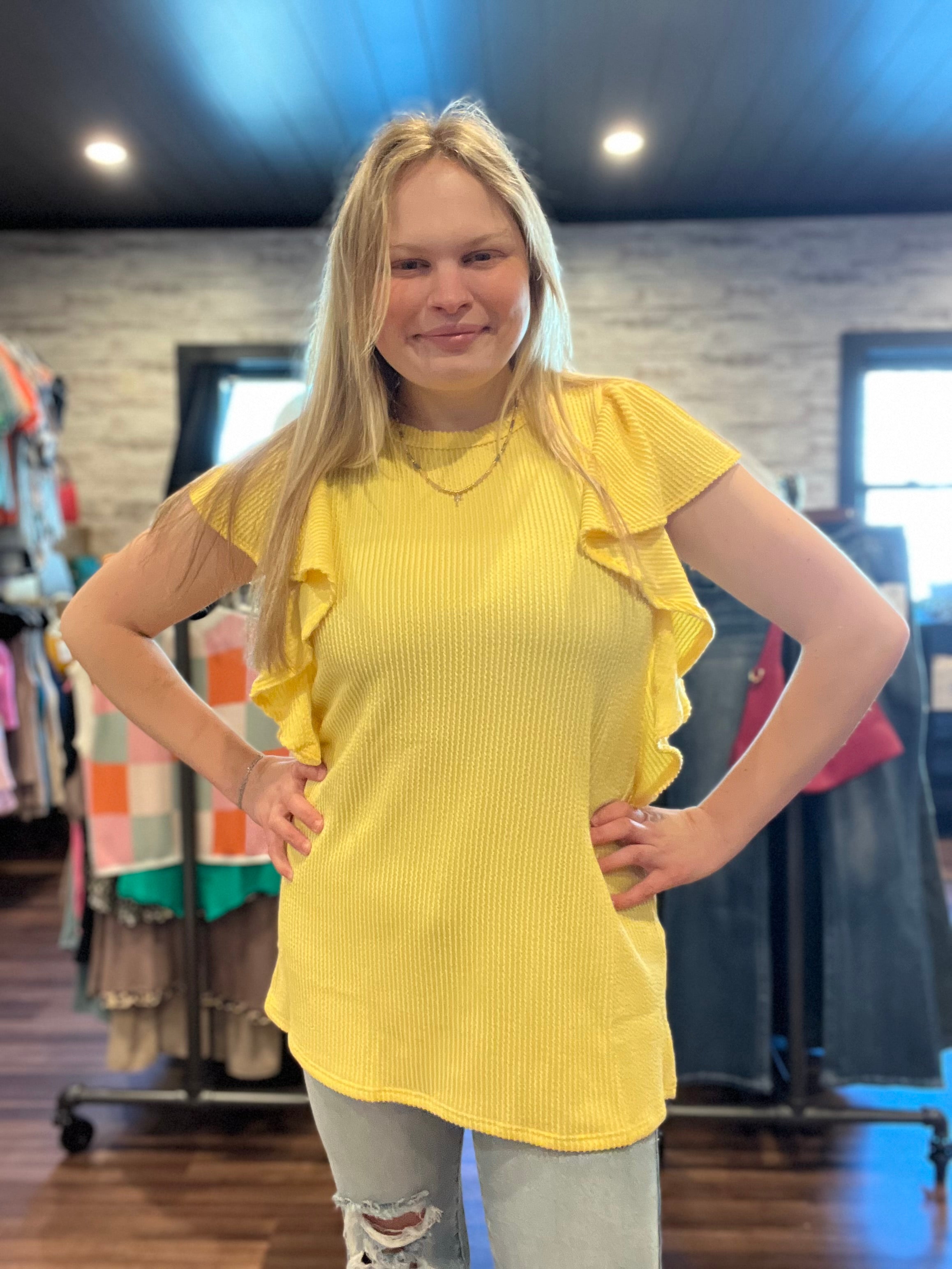 Yellow Ribbed Blouse