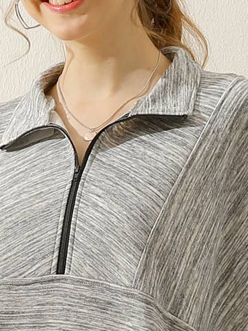 Zip neck Casual Long Sleeve Top