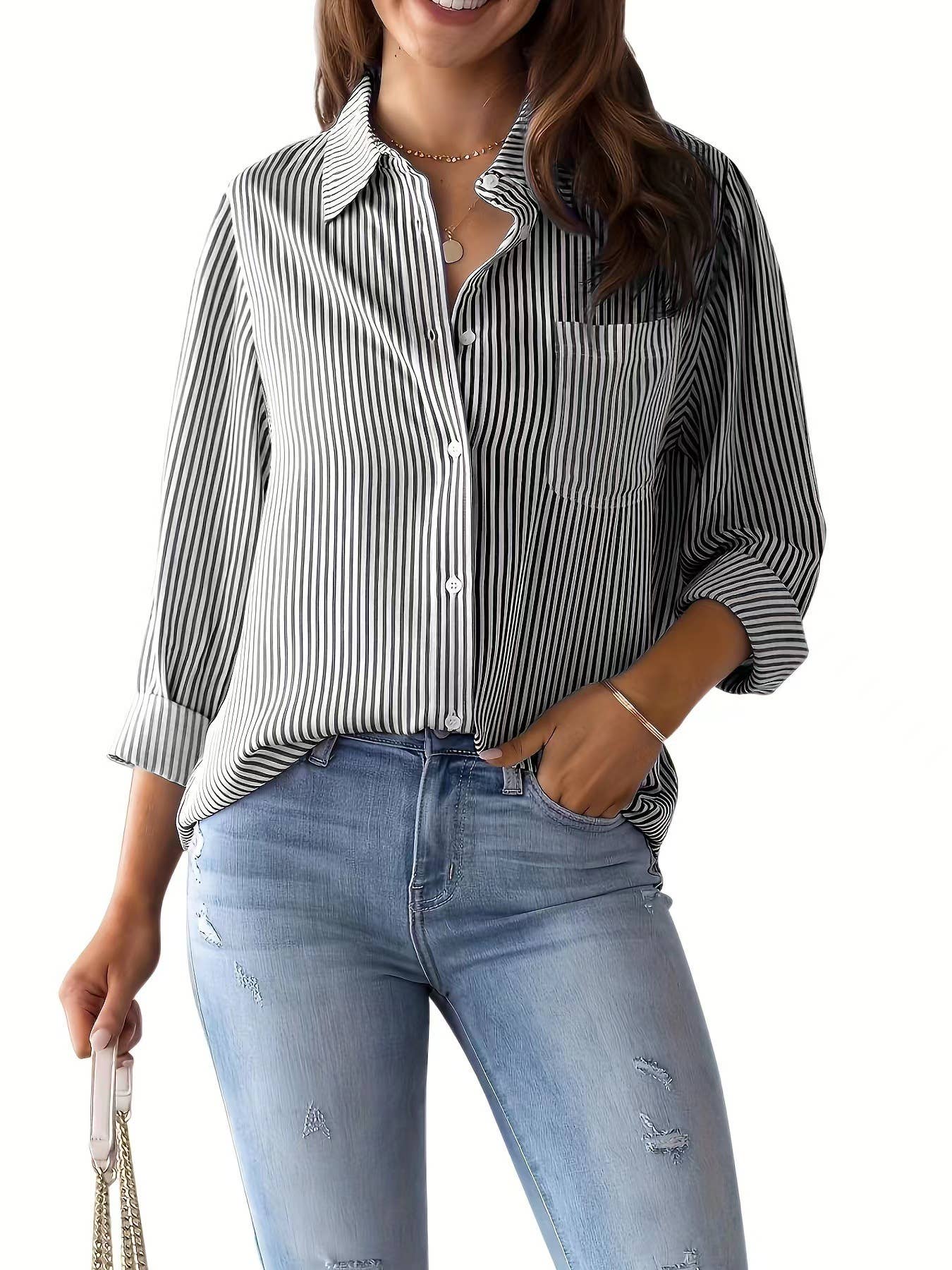Striped Long Sleeve Blouse