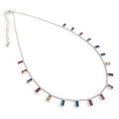 Necklace with colorful rectangular beads on a white background